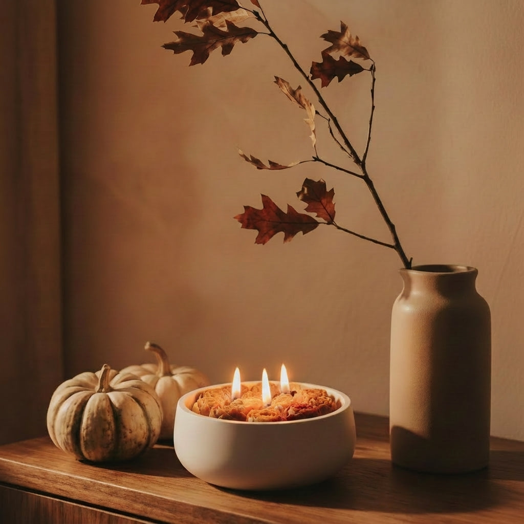 Otoño — Vela Aromática en Recipiente de Yeso