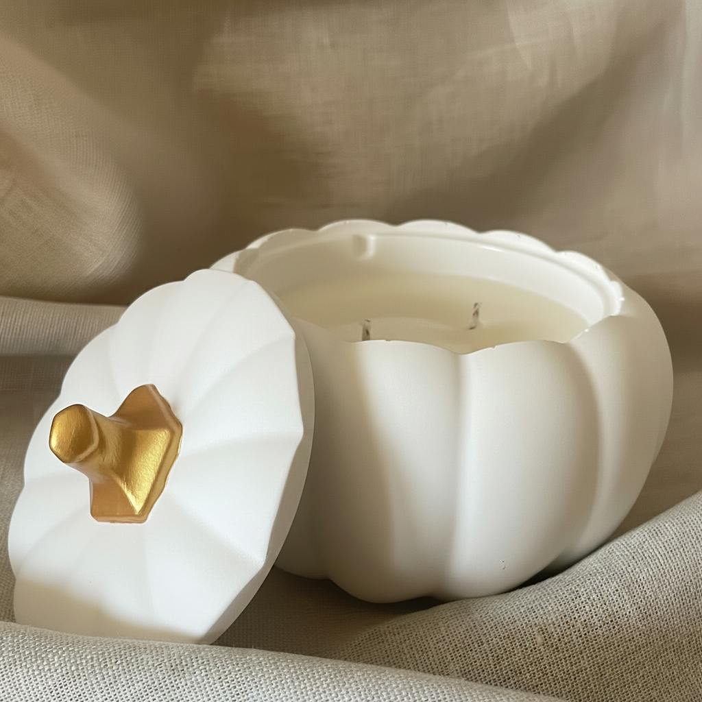 Elegant Pumpkin — Vela Aromática en Recipiente de Yeso