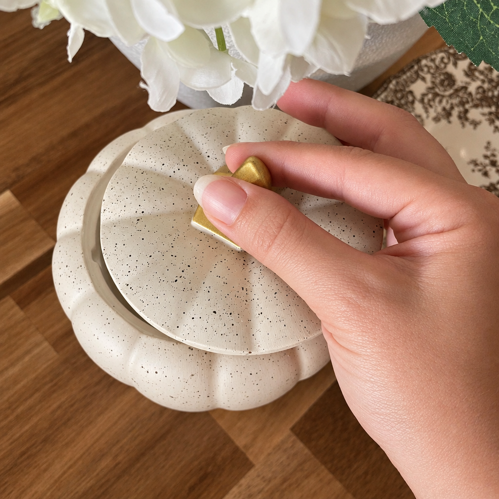 Elegant Pumpkin — Vela Aromática en Recipiente de Yeso