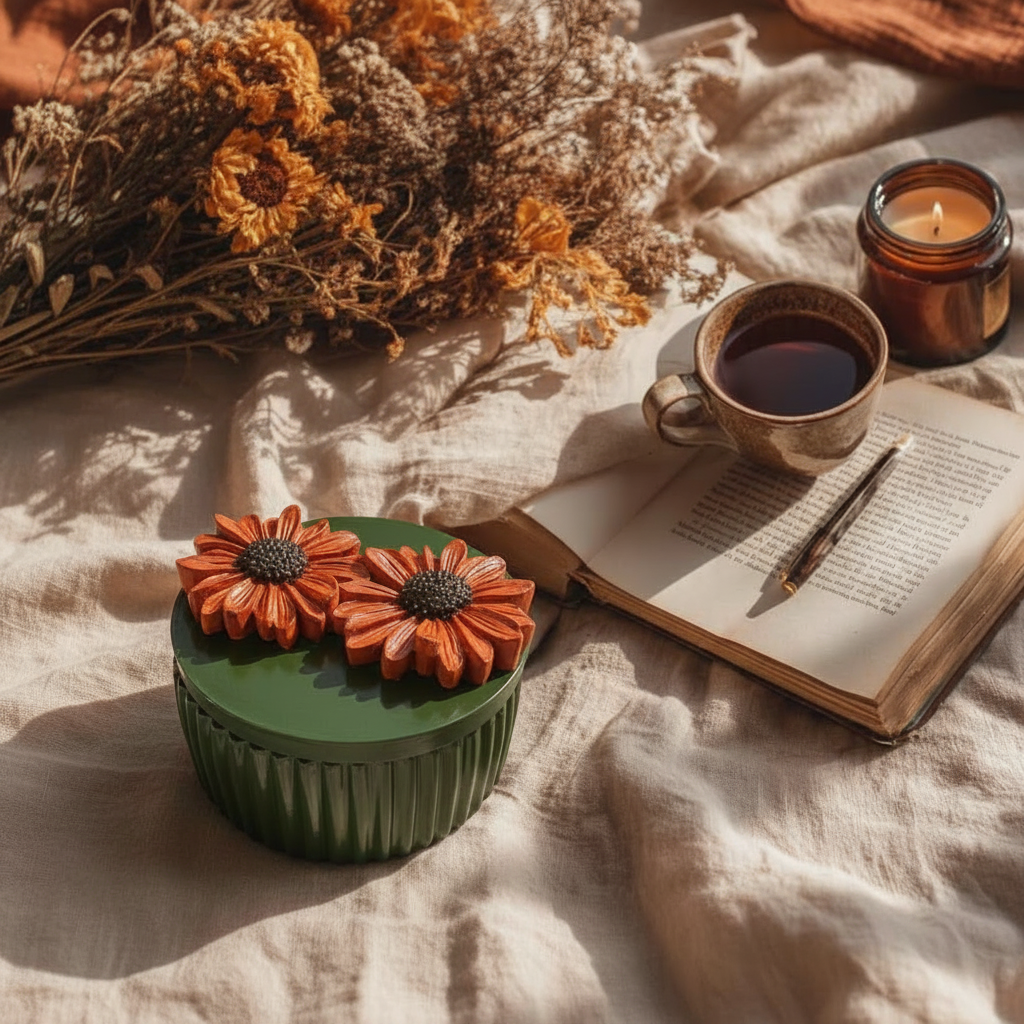 Flores de Ocaso — Vela Aromática en Recipiente de Yeso