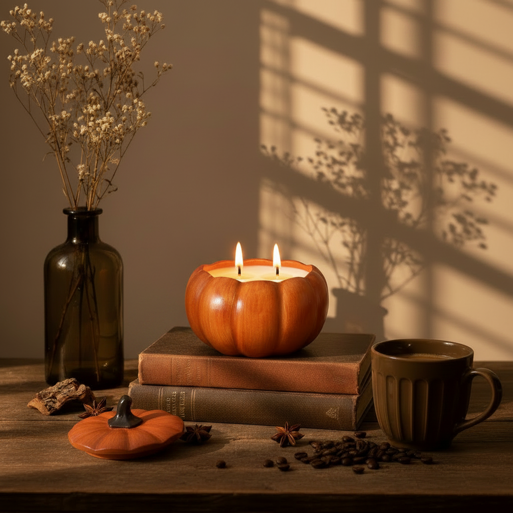 Harvest Pumpkin — Vela Aromática en Recipiente de Yeso