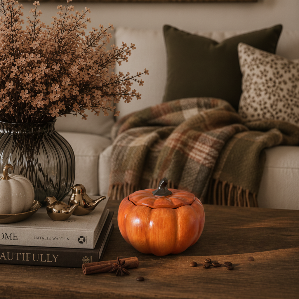 Harvest Pumpkin — Vela Aromática en Recipiente de Yeso